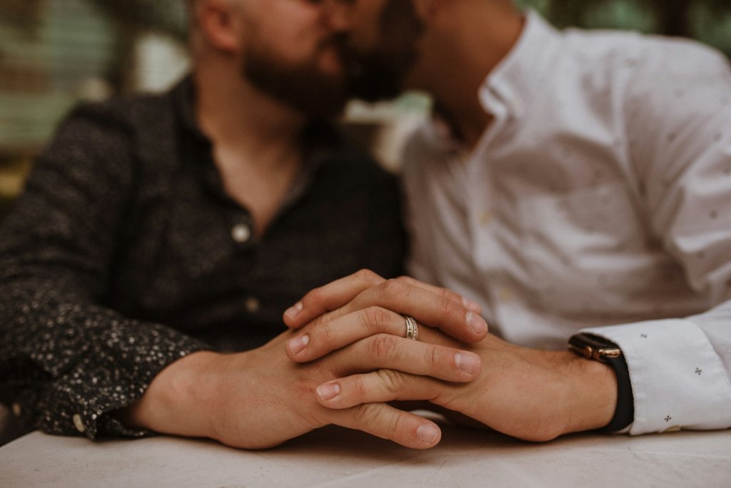 Couple holding hands
